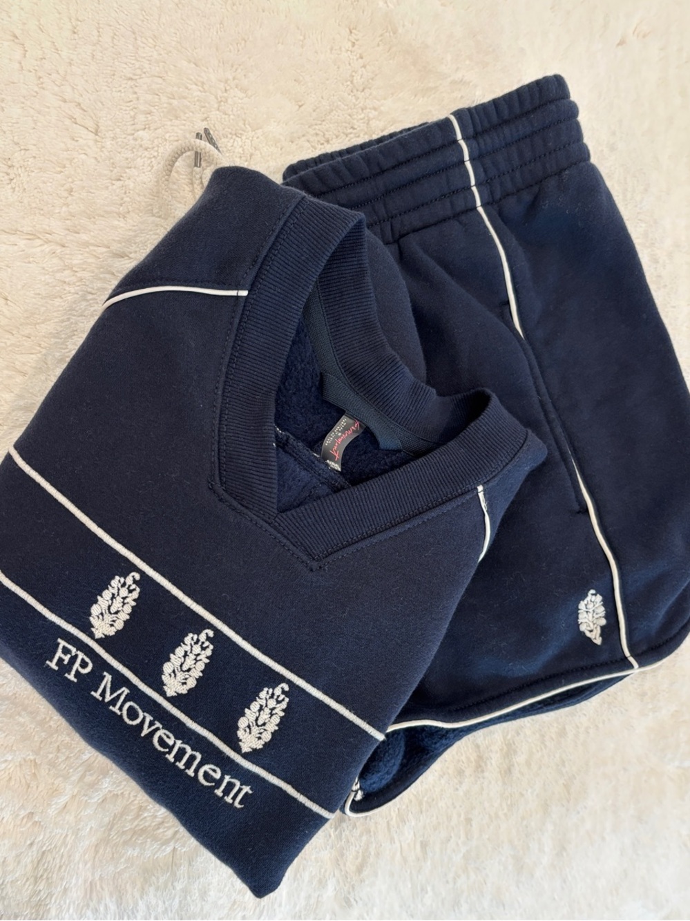 FP Movement by Free People Navy Sweatshirt and Joggers Set with White Piping